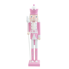 Casse-Noisette en Bois Soldat 50H 433017 Décorations de Noël Rose avec Sceptre