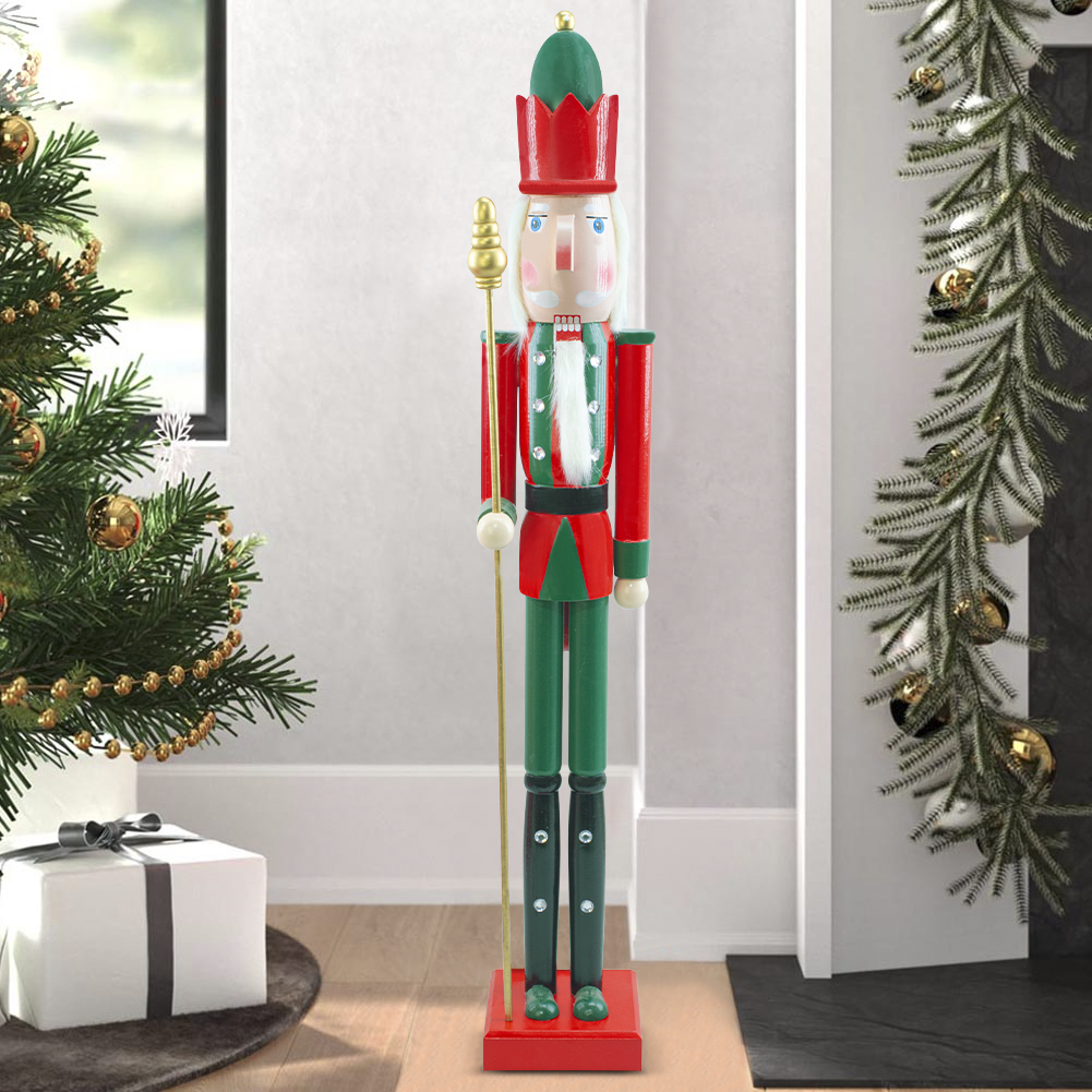 Casse-Noisette en bois Soldat 90H 433033 Décorations de Noël rouge avec sceptre