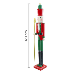 Casse-Noisette en Bois Soldat 120H 433056 Décoration de Noël Rouge avec Sceptre