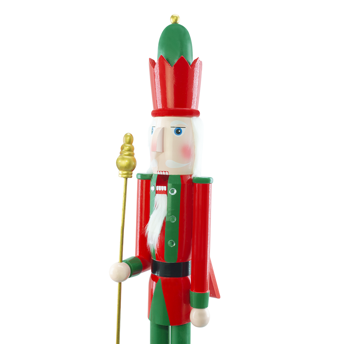 Casse-Noisette en Bois Soldat 120H 433056 Décoration de Noël Rouge avec Sceptre