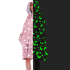 Manteau polaire oversize ROSE fluo avec capuche et poche