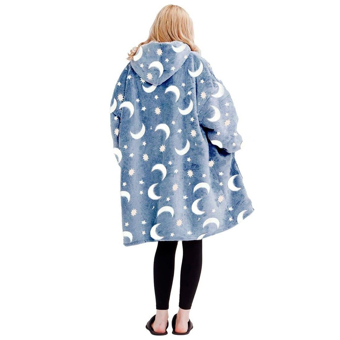 Manteau polaire oversize BLEU fluo avec capuche et poche