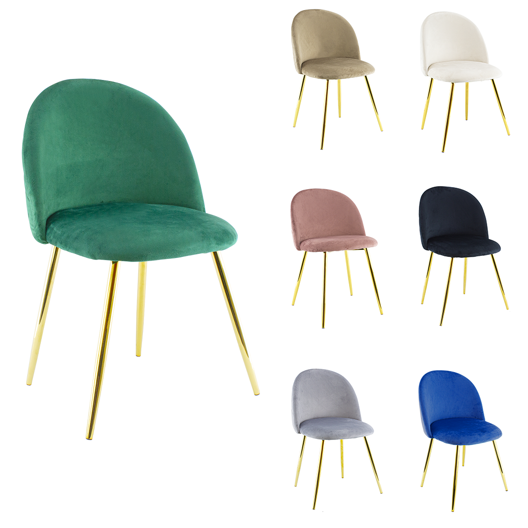Chaise de salon SHELBY 50x45x80H cm fauteuil vintage en velours et pieds dorés