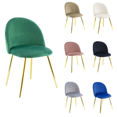 Chaise de salon SHELBY 50x45x80H cm fauteuil vintage en velours et pieds dorés