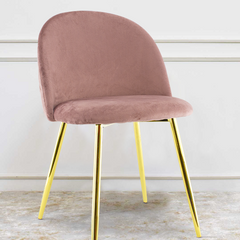 Chaise de salon SHELBY 50x45x80H cm fauteuil vintage en velours et pieds dorés
