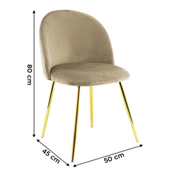 Chaise de salon SHELBY 50x45x80H cm fauteuil vintage en velours et pieds dorés