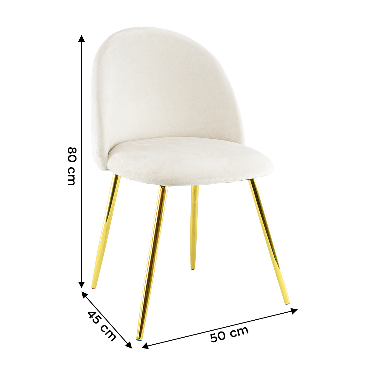 Chaise de salon SHELBY 50x45x80H cm fauteuil vintage en velours et pieds dorés