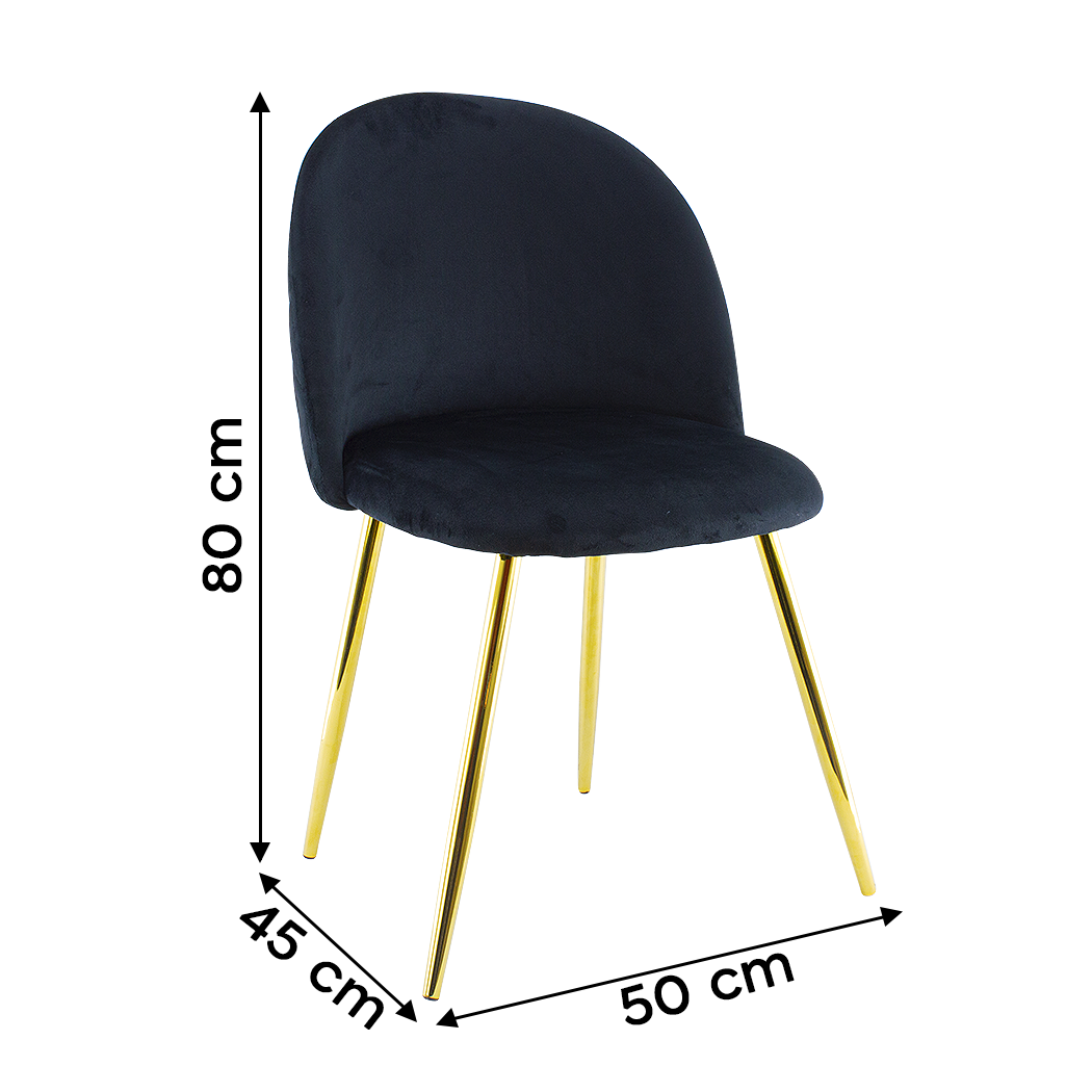 Chaise de salon SHELBY 50x45x80H cm fauteuil vintage en velours et pieds dorés