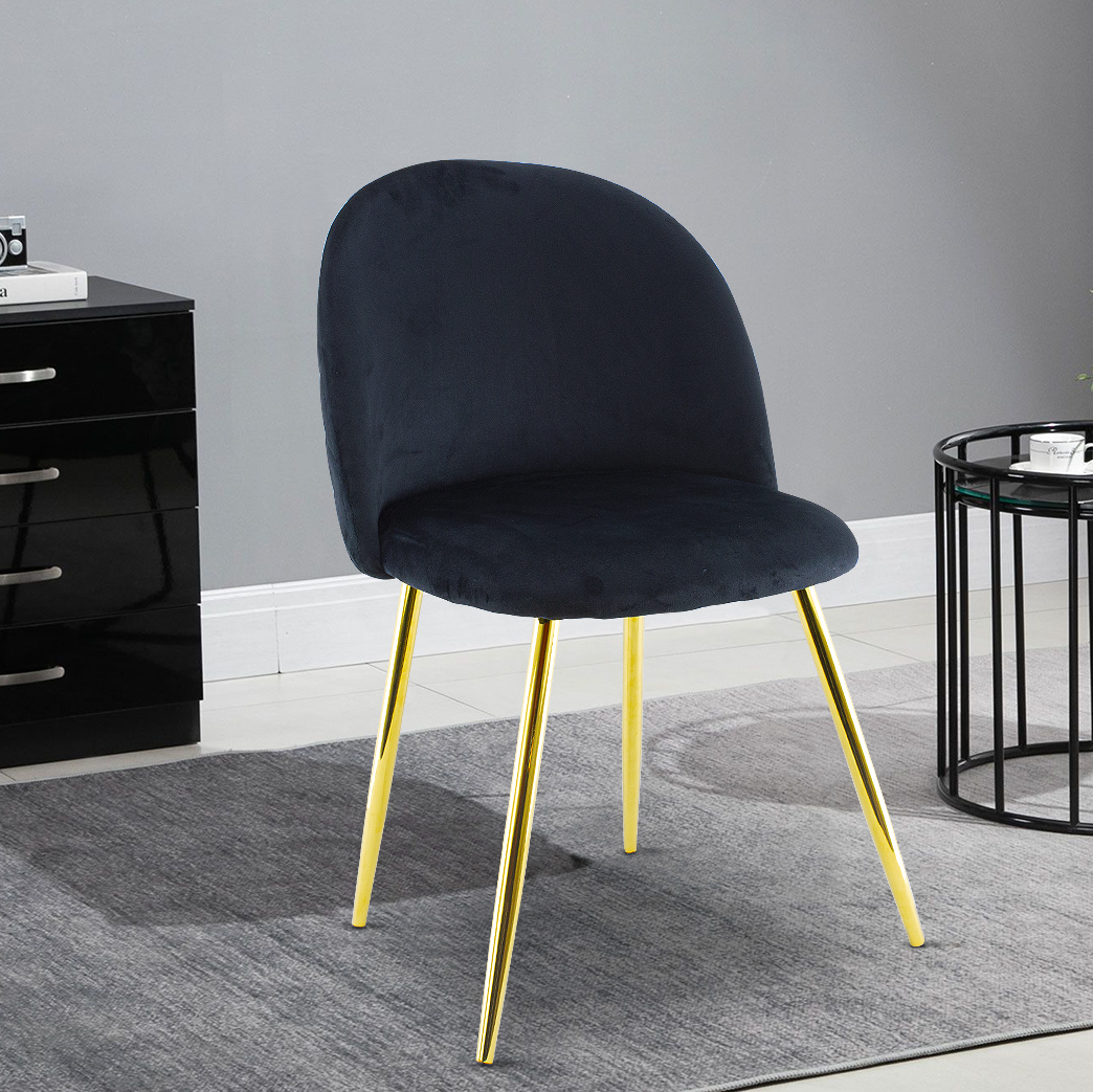 Chaise de salon SHELBY 50x45x80H cm fauteuil vintage en velours et pieds dorés