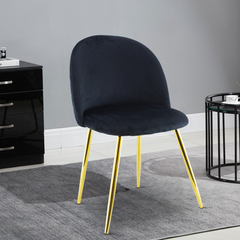 Chaise de salon SHELBY 50x45x80H cm fauteuil vintage en velours et pieds dorés
