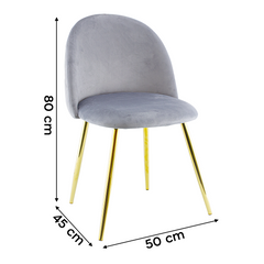 Chaise de salon SHELBY 50x45x80H cm fauteuil vintage en velours et pieds dorés