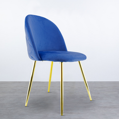 Chaise de salon SHELBY 50x45x80H cm fauteuil vintage en velours et pieds dorés