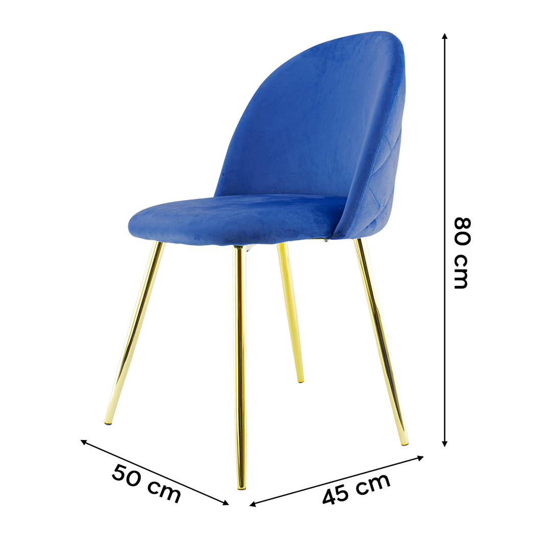 Chaise de salon SHELBY 50x45x80H cm fauteuil vintage en velours et pieds dorés