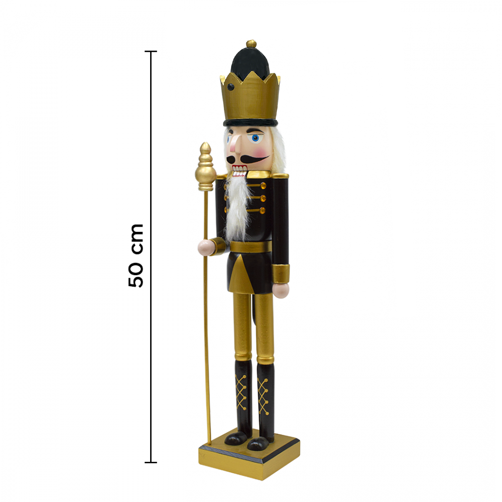 Soldat Casse-Noisette 50Hcm 433012 Décoration de Noël Or Noir avec sceptre