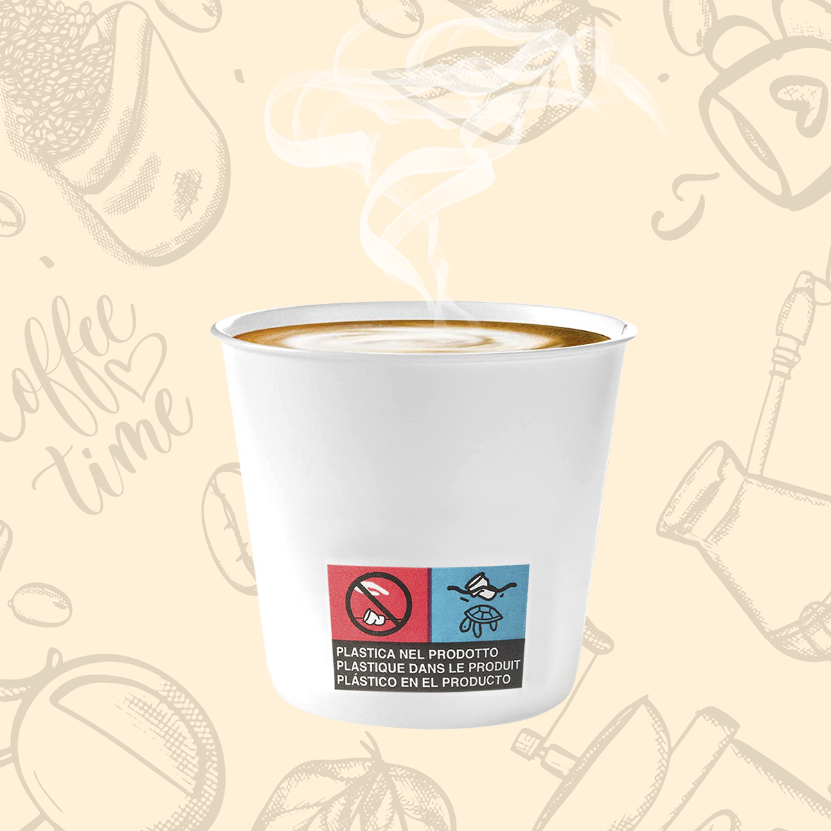 Pack de 50 gobelets à café jetables biodégradables colorés 75ml