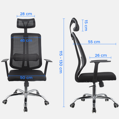 Fauteuil de direction réglable noir ALBERT Appui-tête et accoudoirs