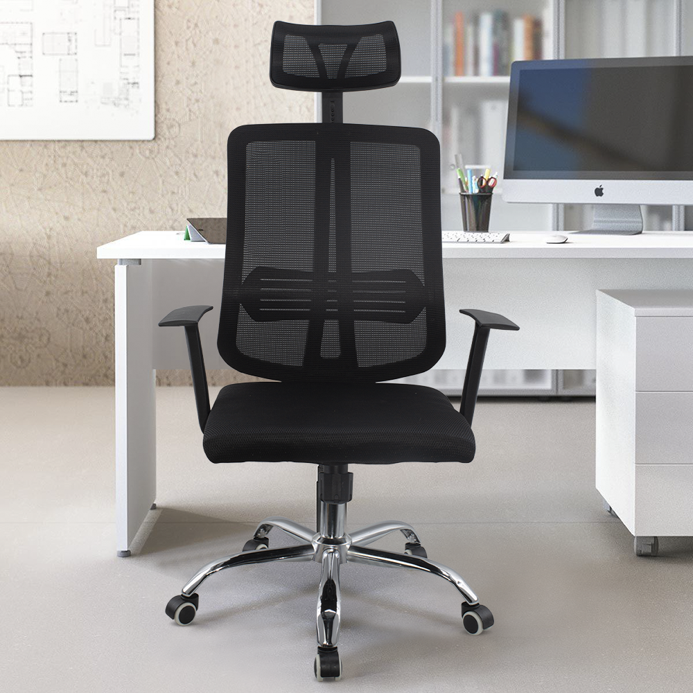 Fauteuil de direction réglable noir ALBERT Appui-tête et accoudoirs