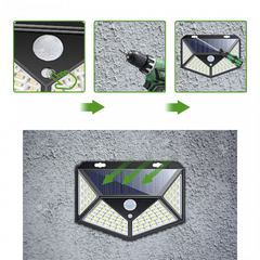 314027 Lampe à capteur mouvement à recharge solaire avec 114 LED 120°