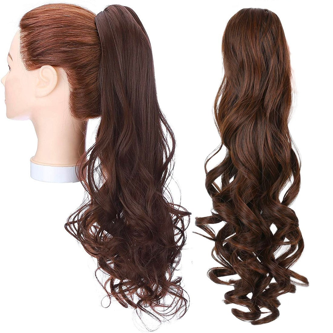 Extension queue de cheval cheveux châtains à clip EMILY postiche 140gr 70cm long