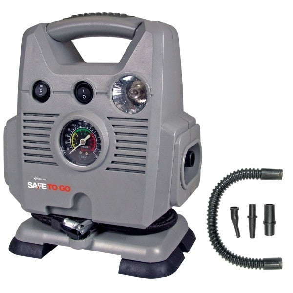 Compresseur d'air Safe To Go 12 V pneus de voiture manomètre lumière d'urgence