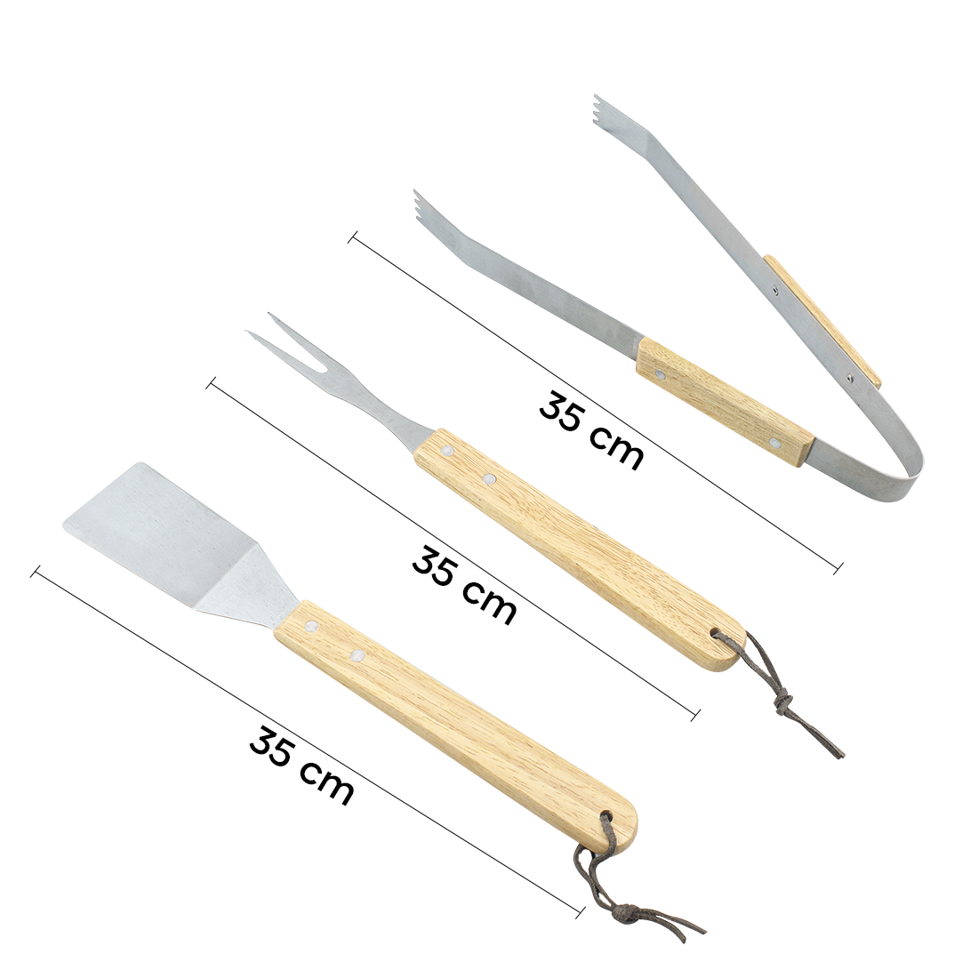 Set 3 Maxi Barbecue ustensiles pince pelle fourchette en Inox