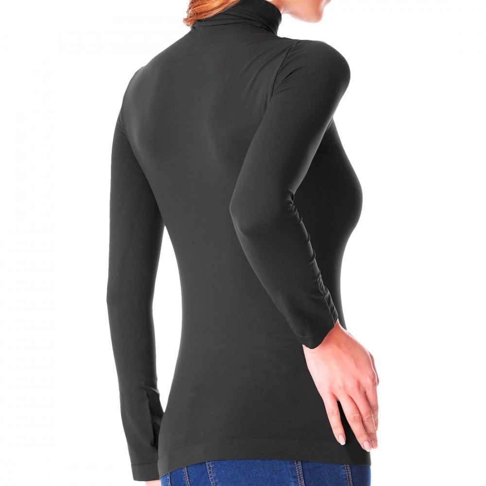Pull à col montant mod.Maillot intérieur polaire thermique manches longues KATIA