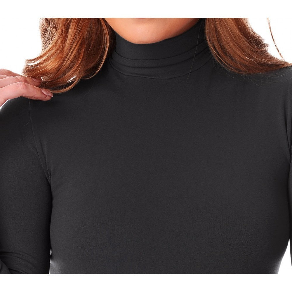 Pull à col montant mod.Maillot intérieur polaire thermique manches longues KATIA