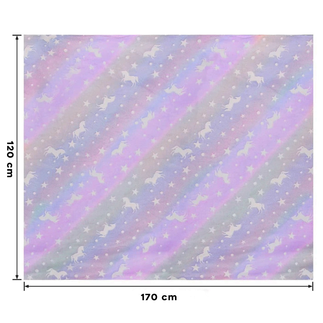 Doudou magique polaire lilas pour enfant Licornes Fluorescentes 170x120