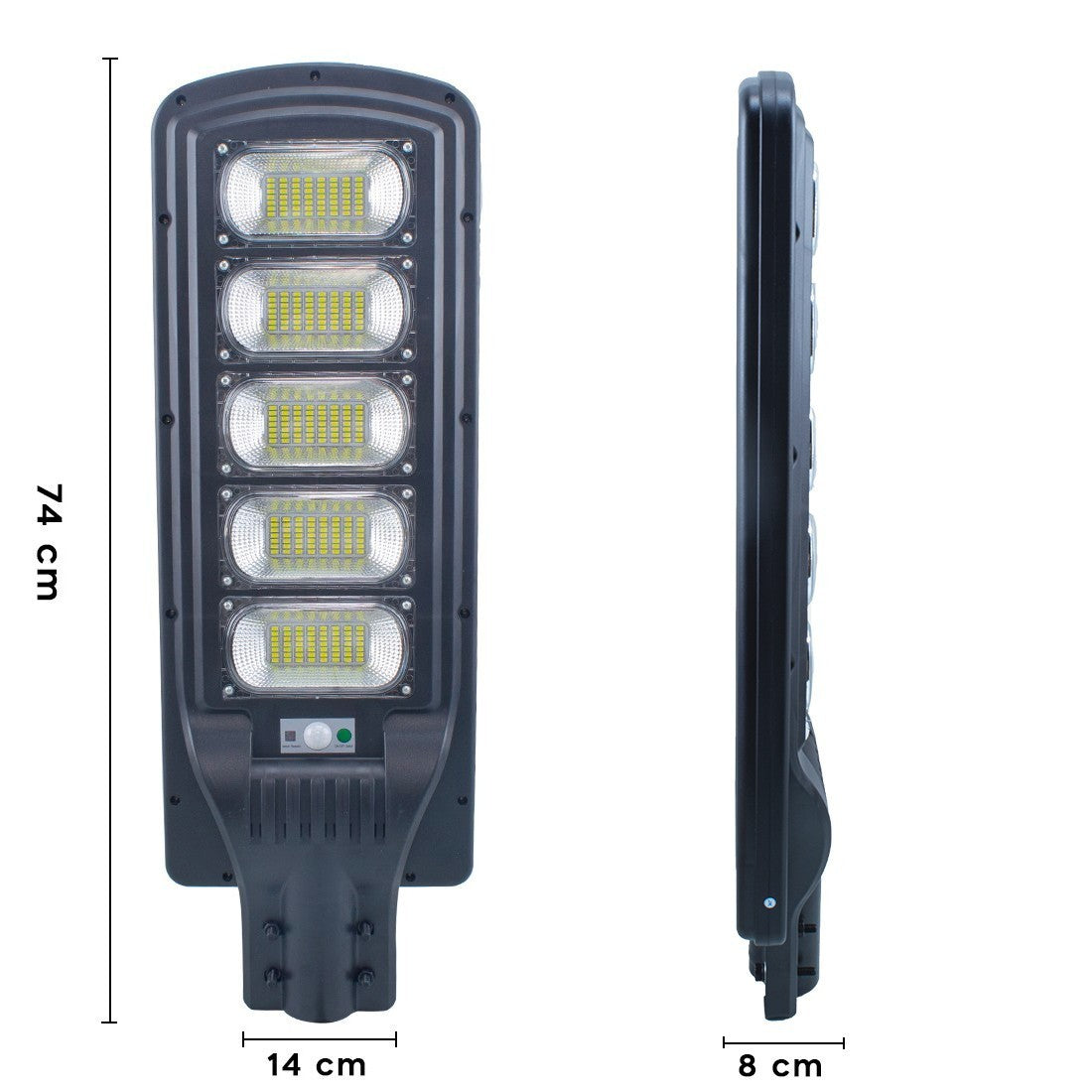 Lampadaire à charge solaire 250W avec détecteur de mouvement et télécommande