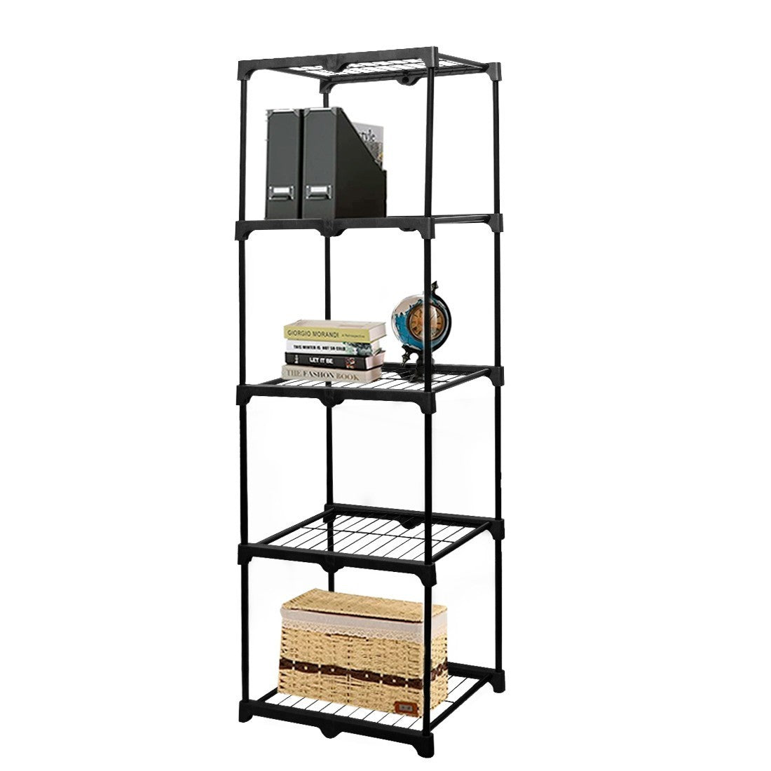Etagère 5 étagères structure acier noir pour cuisine ou salle de bain 1.72H