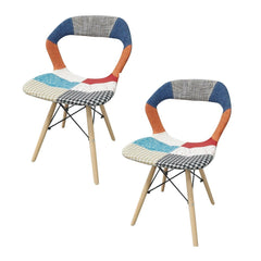 2 pcs PARIS Chaise Patchwork Ergonomique Pieds Hêtre Structure Métal