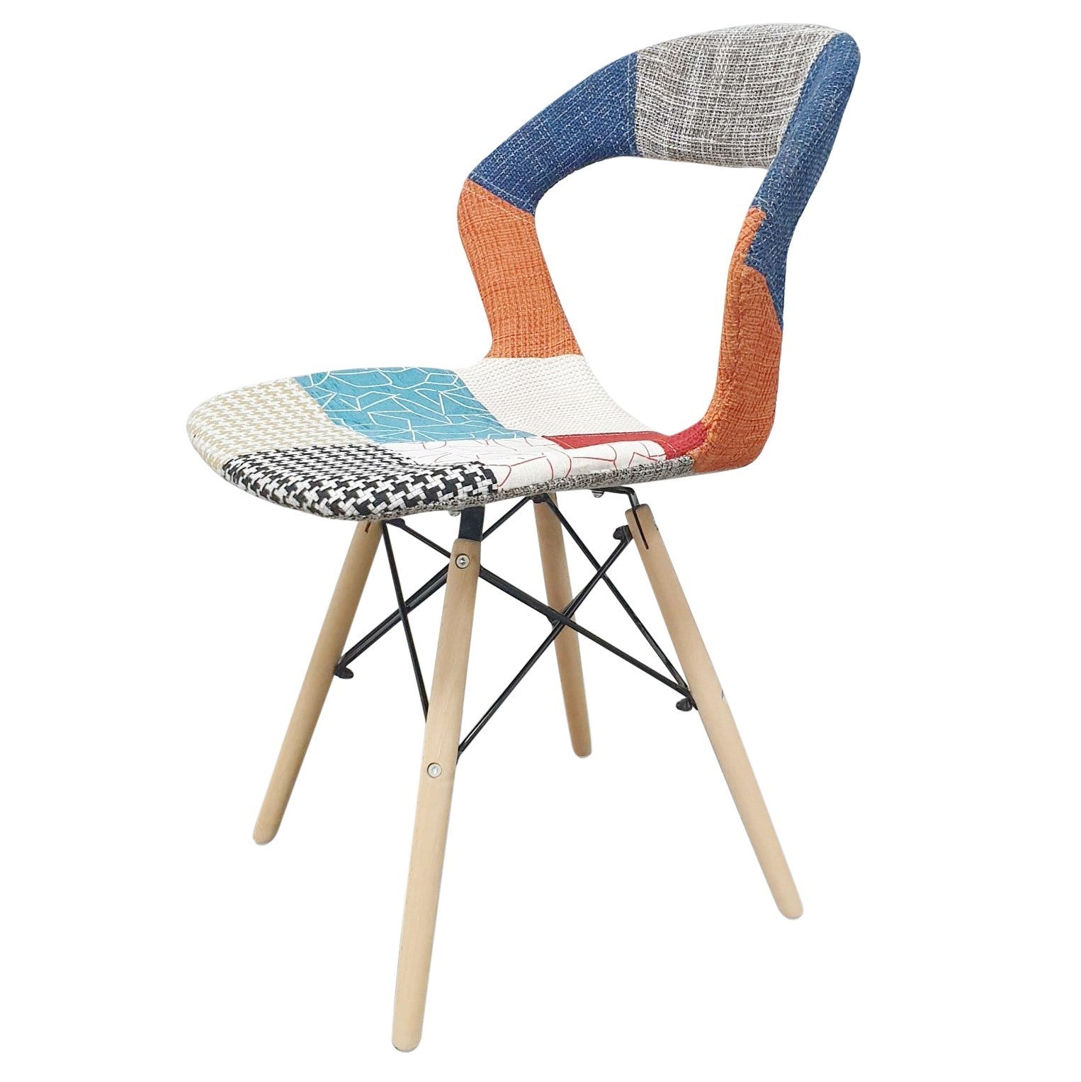 2 pcs PARIS Chaise Patchwork Ergonomique Pieds Hêtre Structure Métal