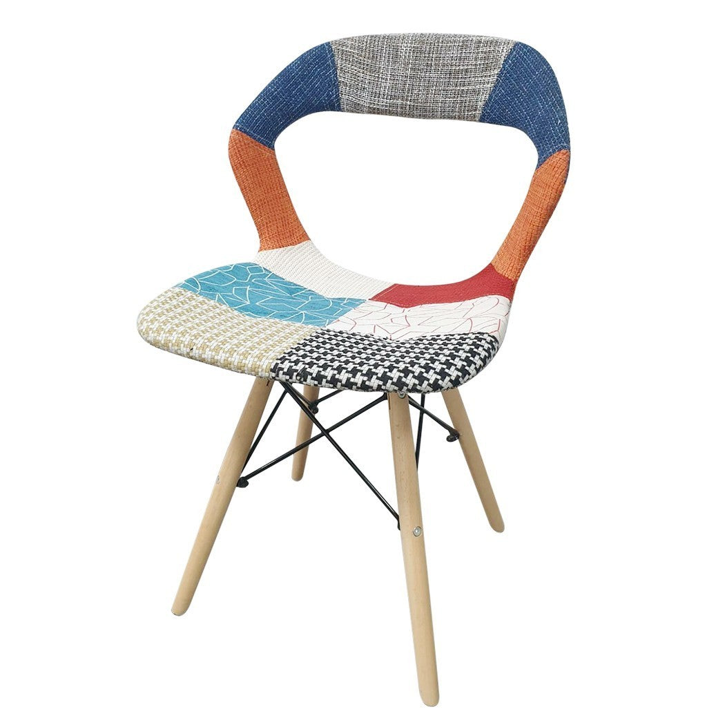 2 pcs PARIS Chaise Patchwork Ergonomique Pieds Hêtre Structure Métal