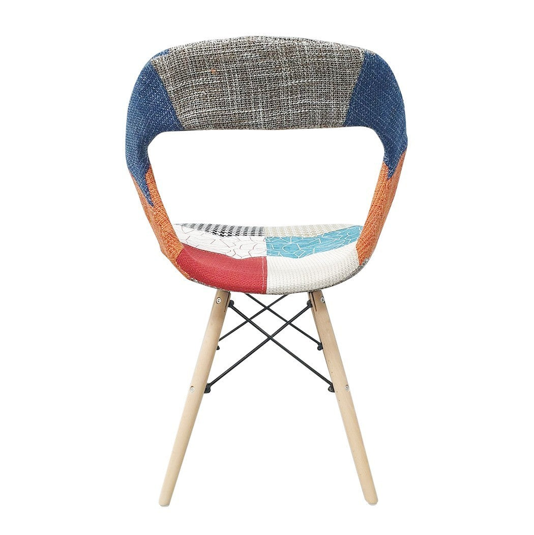 2 pcs PARIS Chaise Patchwork Ergonomique Pieds Hêtre Structure Métal