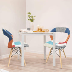 2 pcs PARIS Chaise Patchwork Ergonomique Pieds Hêtre Structure Métal
