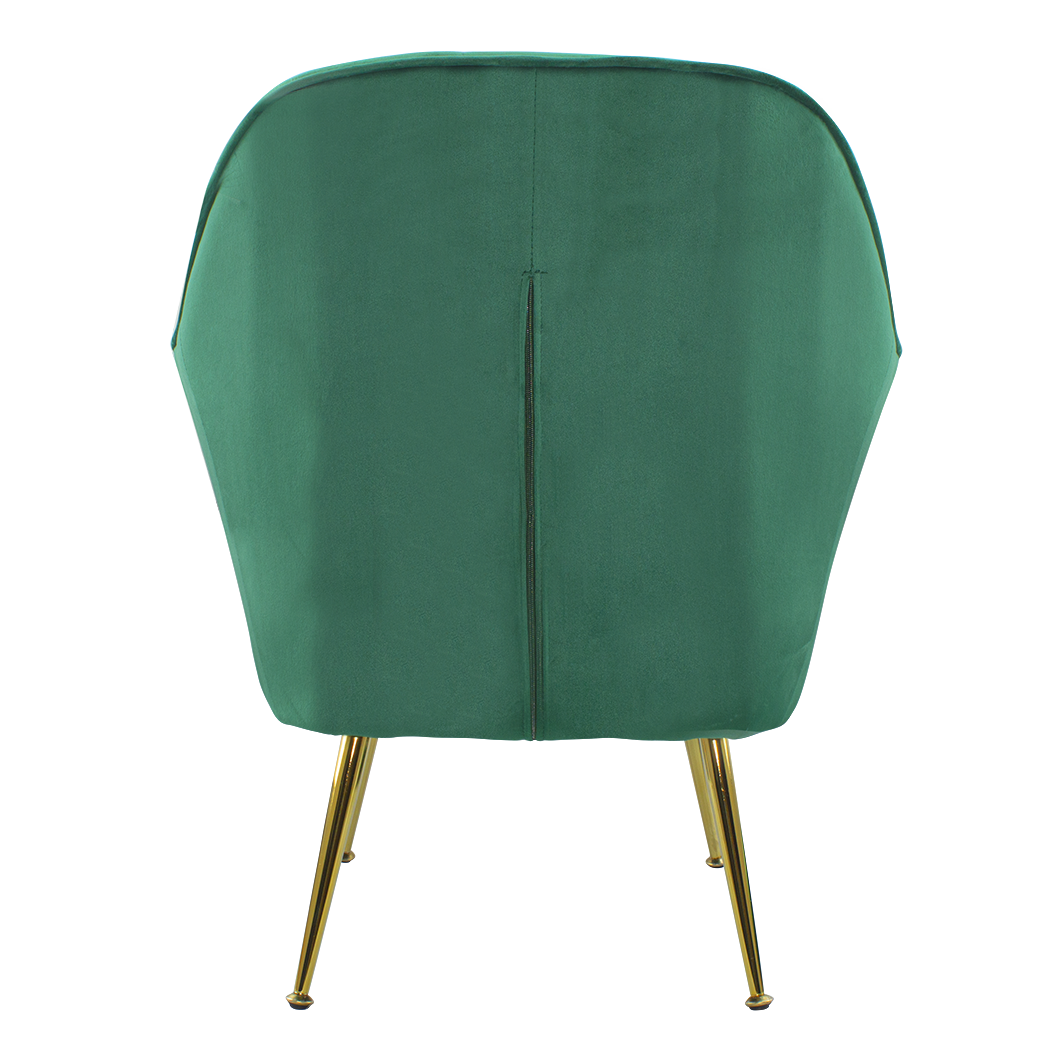 Fauteuil SATURNO avec assise velours rembourré et coussin avec structure dorée