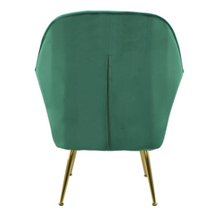 Fauteuil SATURNO avec assise velours rembourré et coussin avec structure dorée
