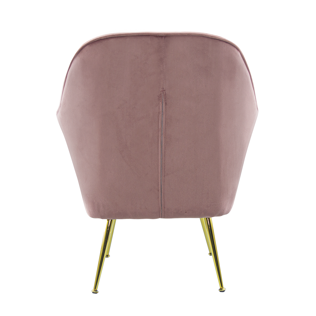 Fauteuil SATURNO avec assise velours rembourré et coussin avec structure dorée