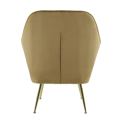 Fauteuil SATURNO avec assise velours rembourré et coussin avec structure dorée
