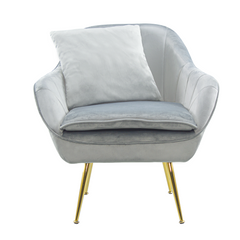 Fauteuil SATURNO avec assise velours rembourré et coussin avec structure dorée