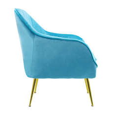Fauteuil SATURNO avec assise velours rembourré et coussin avec structure dorée
