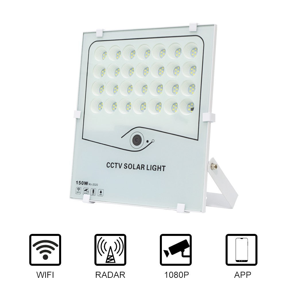 Spot LED 150W Lumière froide avec caméra panneau solaire et application Wi-Fi