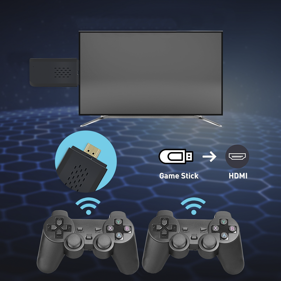 GAMEPAD Stick Console sans fil Jeux inclus 4K Ultra HD avec 2 manettes