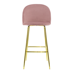 Tabouret velours GRETA structure dorée avec dossier et repose-pieds