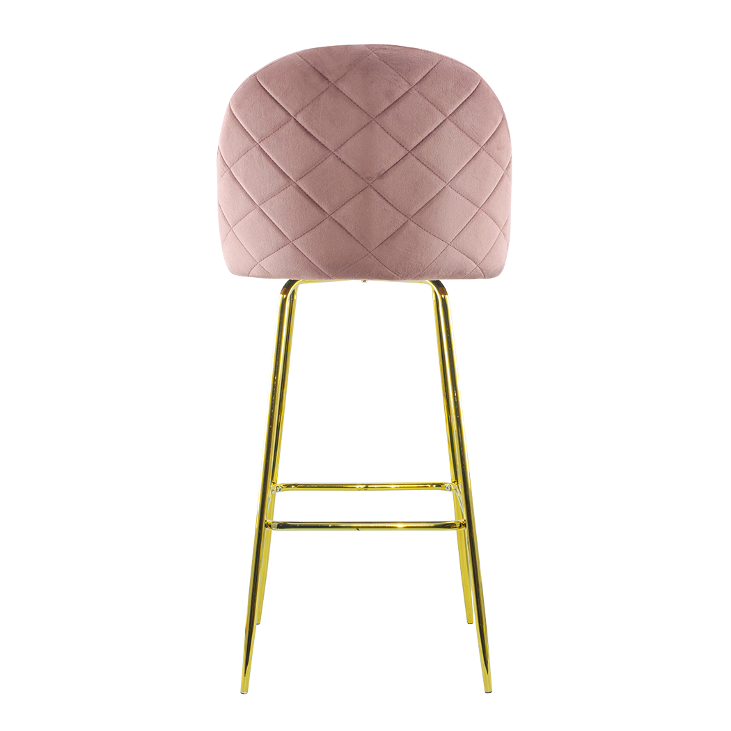 Tabouret velours GRETA structure dorée avec dossier et repose-pieds