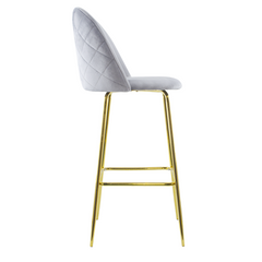 Tabouret velours GRETA structure dorée avec dossier et repose-pieds