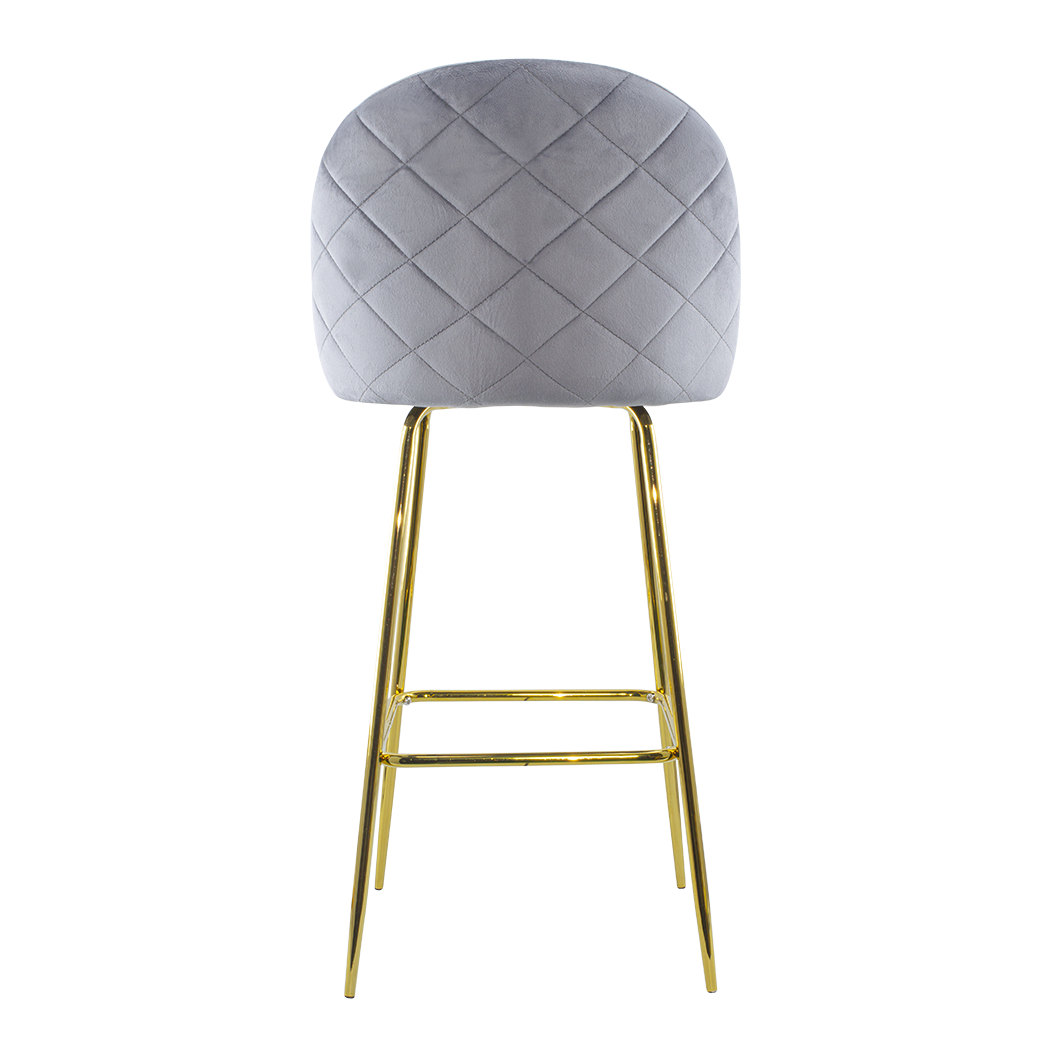 Tabouret velours GRETA structure dorée avec dossier et repose-pieds