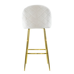 Tabouret velours GRETA structure dorée avec dossier et repose-pieds