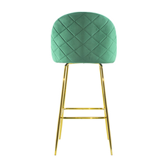 Tabouret velours GRETA structure dorée avec dossier et repose-pieds