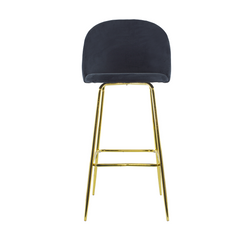 Tabouret velours GRETA structure dorée avec dossier et repose-pieds